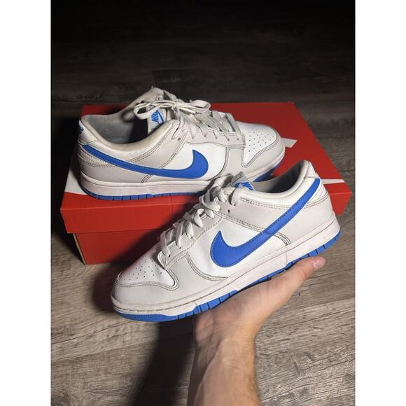 Nike Dunk Low White Blue Sneakers Size 8.5 - Picture 1 of 6